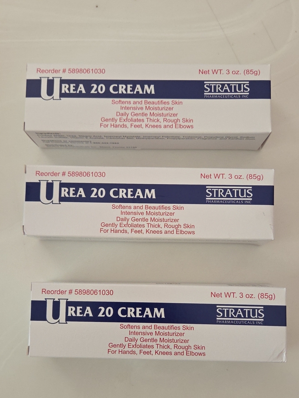 NIB Lot Of 3 Stratus Safety Sealed Tube Stratus Urea 20 Cream